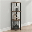 Furinno Turn-N-Tube Toolless Assembly 4-Tier Open Corner Shelf. Columbia Walnut