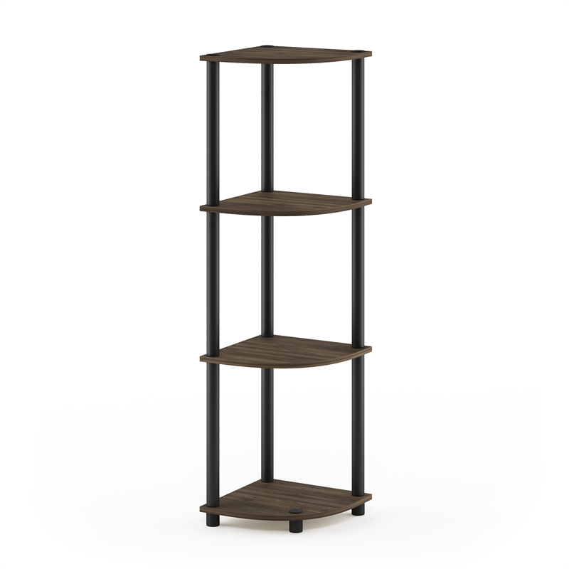 Furinno Turn-N-Tube Toolless Assembly 4-Tier Open Corner Shelf. Columbia Walnut