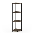 Furinno Turn-N-Tube Toolless Assembly 4-Tier Open Corner Shelf. Columbia Walnut