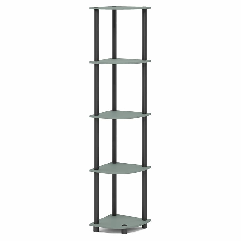 Furinno Turn-N-Tube Toolless Assembly 5-Tier Green Open Corner Shelf. Sage Green
