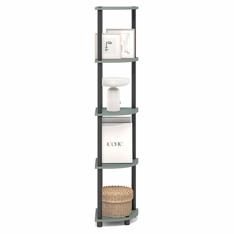 Furinno Turn-N-Tube Toolless Assembly 5-Tier Green Open Corner Shelf. Sage Green
