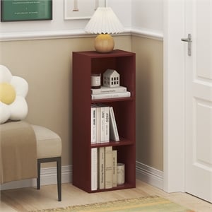 Furinno LUDER 3-Cube Open Shelves Bookcase. 9.3 x 12 x 31.5. Dark Red
