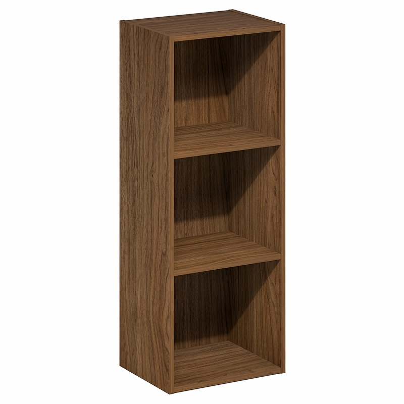 Furinno LUDER 3-Cube Open Shelves Bookcase. 9.3 x 12 x 31.5. Warm Walnut