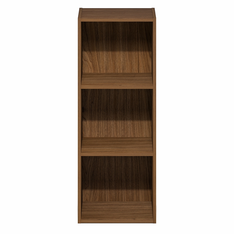 Furinno LUDER 3-Cube Open Shelves Bookcase. 9.3 x 12 x 31.5. Warm Walnut
