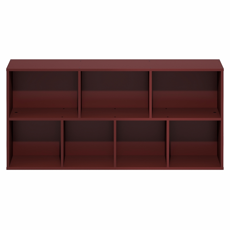Furinno LUDER 7-Cube Bookshelf. Bookcase. 9.4 x 19.5 x 41.7. Dark Red