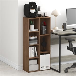 Furinno LUDER 7-Cube Bookshelf. Bookcase. 9.4 x 19.5 x 41.7. Warm Walnut