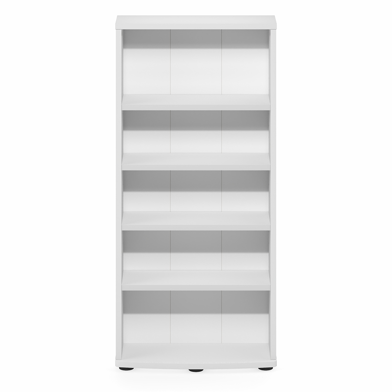 Furinno JAYA 5-Tier Adjustable Shelves CD Rack with Open Shelf. White