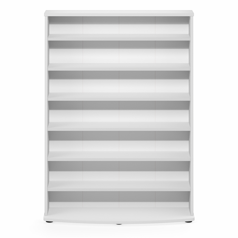Furinno JAYA 7-Tier Wide Open Shelf CD Rack with Adjustable Shelves. White