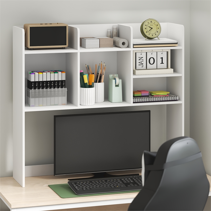 Furinno CLASSIC 7-Shelf Desktop Hutch. Desk Organzier. White