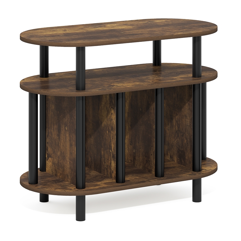 Furinno JAYA Record Player Stand. up to 180-185 Vinyl Records. Amber Pine