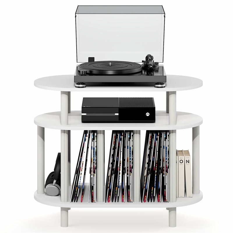 Furinno JAYA Record Player Stand. Holds up to 180-185 Vinyl Records. White