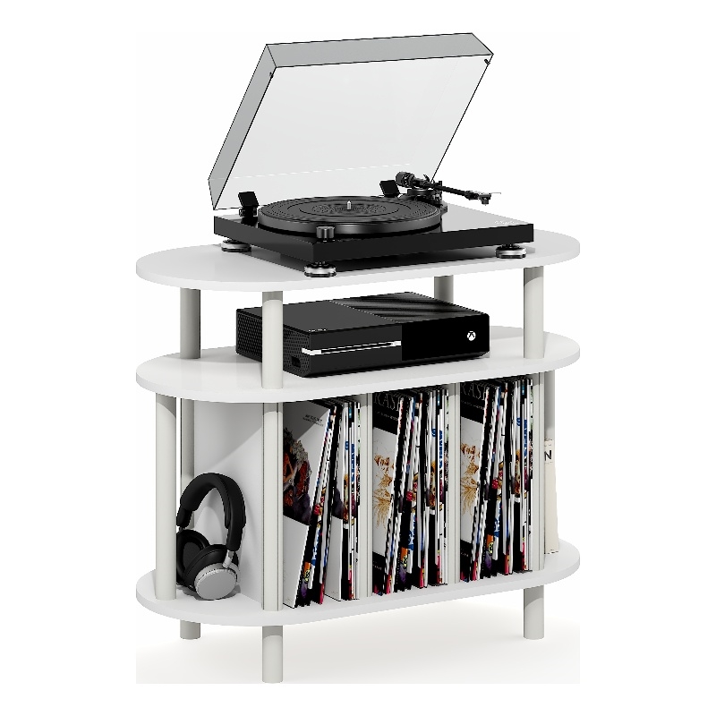 Furinno JAYA Record Player Stand. Holds up to 180-185 Vinyl Records. White