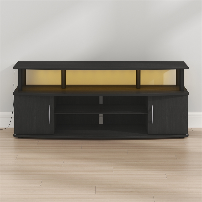 Furinno Jaya LED TV Stand for TV up to 55 Inch. Blackwood