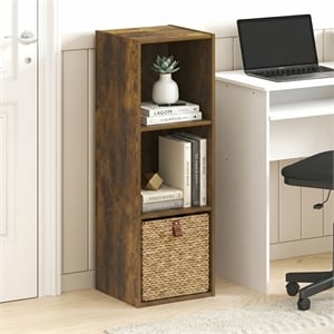 Furinno LUDER 3-Cube Open Shelves Bookcase. 11.6 x 12.2 x 35.7. Amber Pine