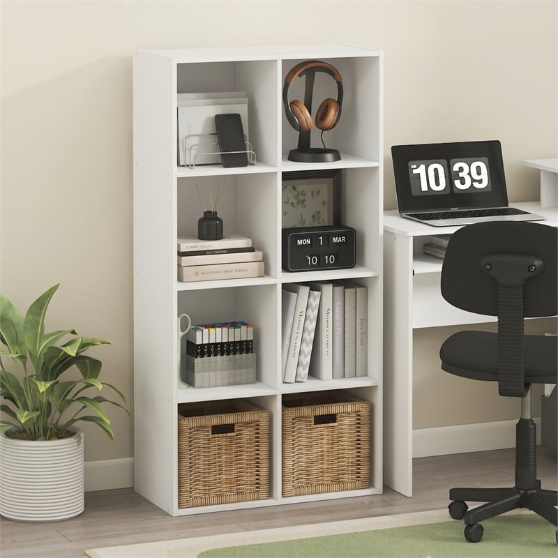 Furinno LUDER 8-Cube Open Shelves Bookcase. 11.6 x 23.9 x 47.4. White