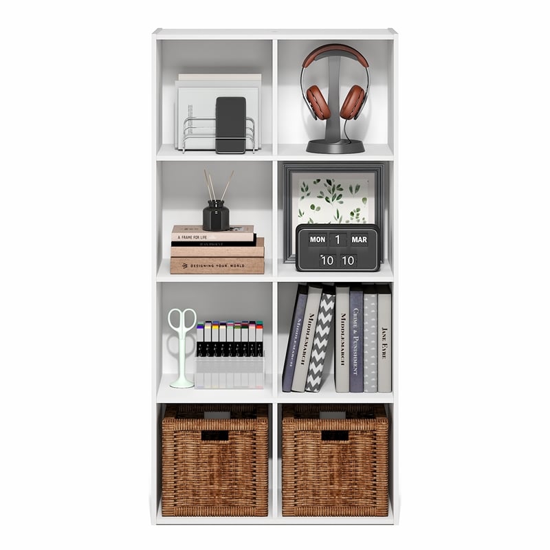 Furinno LUDER 8-Cube Open Shelves Bookcase. 11.6 x 23.9 x 47.4. White