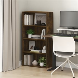 Furinno PASIR 4-Tier Open Shelves Bookcase. 11.6 x 24.6 x 46.9. Amber Pine