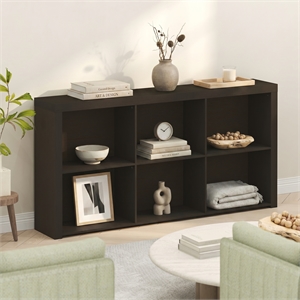 Furinno ARA 63-Inch Narrow Console Table with 6 Cubes Storage. Dark Oak