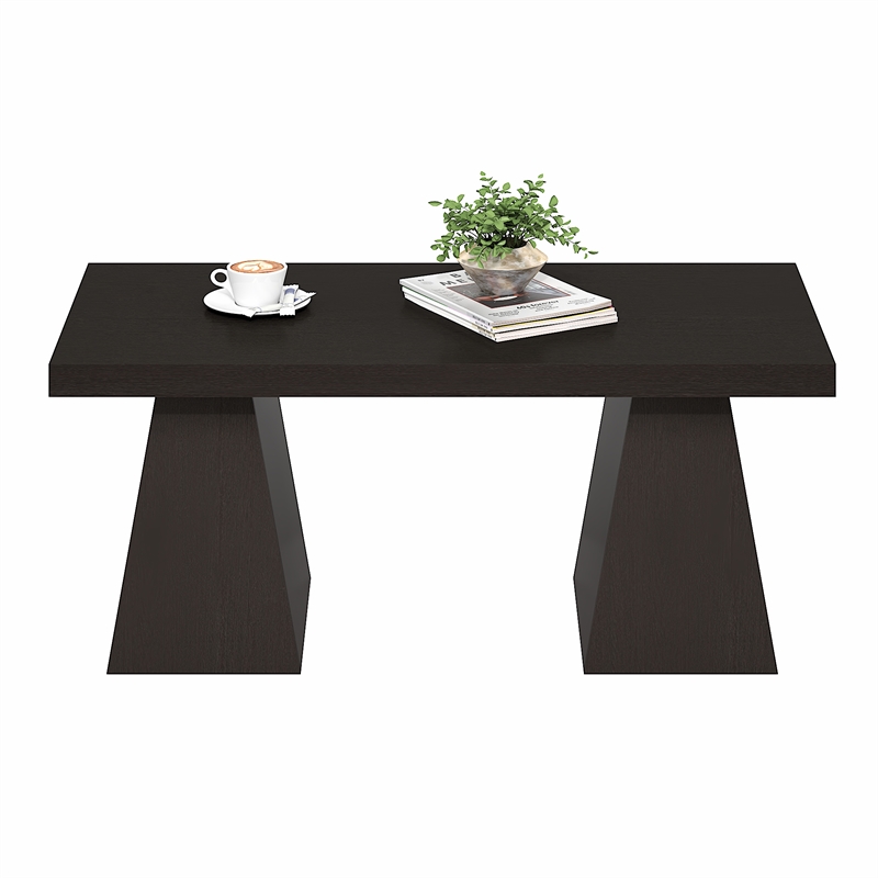 Furinno ARA 47-Inch Coffee Table with Sturdy Thick Pedestal Base. Dark Oak