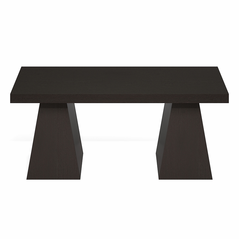 Furinno ARA 47-Inch Coffee Table with Sturdy Thick Pedestal Base. Dark Oak
