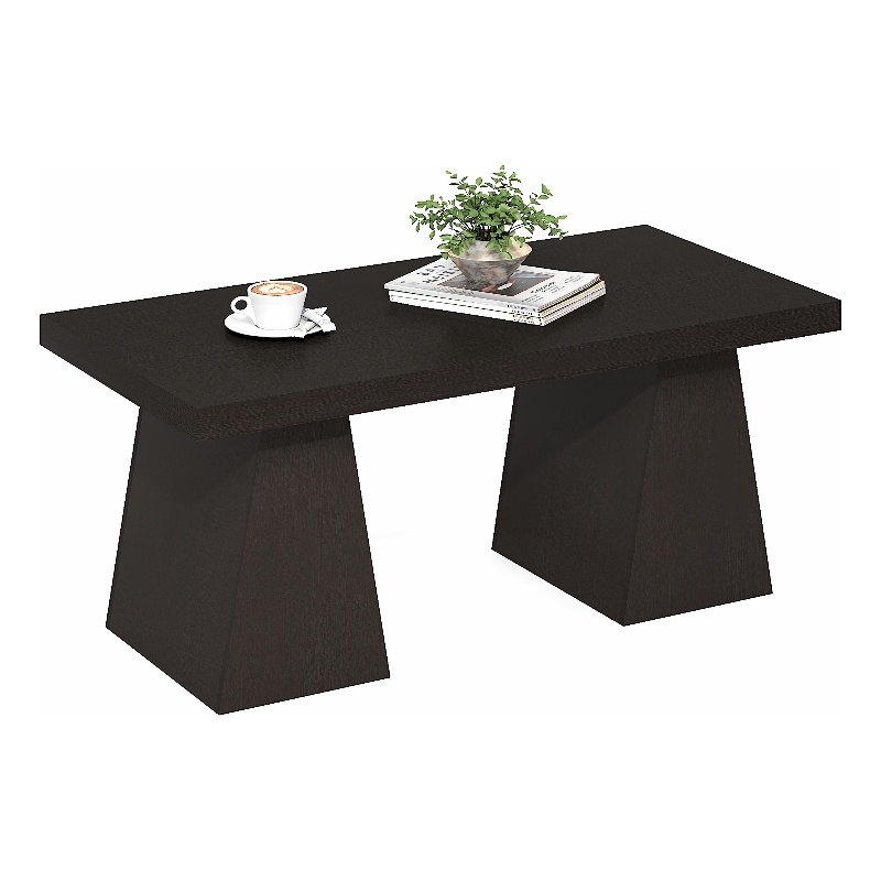 Furinno ARA 47-Inch Coffee Table with Sturdy Thick Pedestal Base. Dark Oak