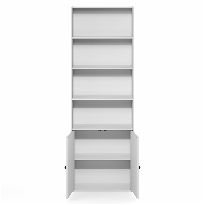 Furinno FARMHOUSE 6-Tier Farmhouse Display Bookcase with Doors. White