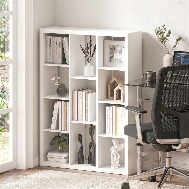 Furinno VIOLA 11-Cube Thick Frame Reversible Bookcase. White