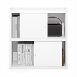Furinno CUBICLE 4-Cube Extra Thick Frame Bookcase with Sliding Doors. White