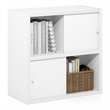 Furinno CUBICLE 4-Cube Extra Thick Frame Bookcase with Sliding Doors. White
