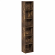 Furinno LUDER 6-Tier Narrow Open Shelf Standing Bookcase. Amber Pine