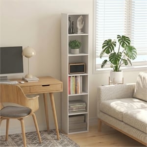 Furinno LUDER 6-Tier Narrow Open Shelf Bookcase. 9.4 x 12.1 x 63.3. White