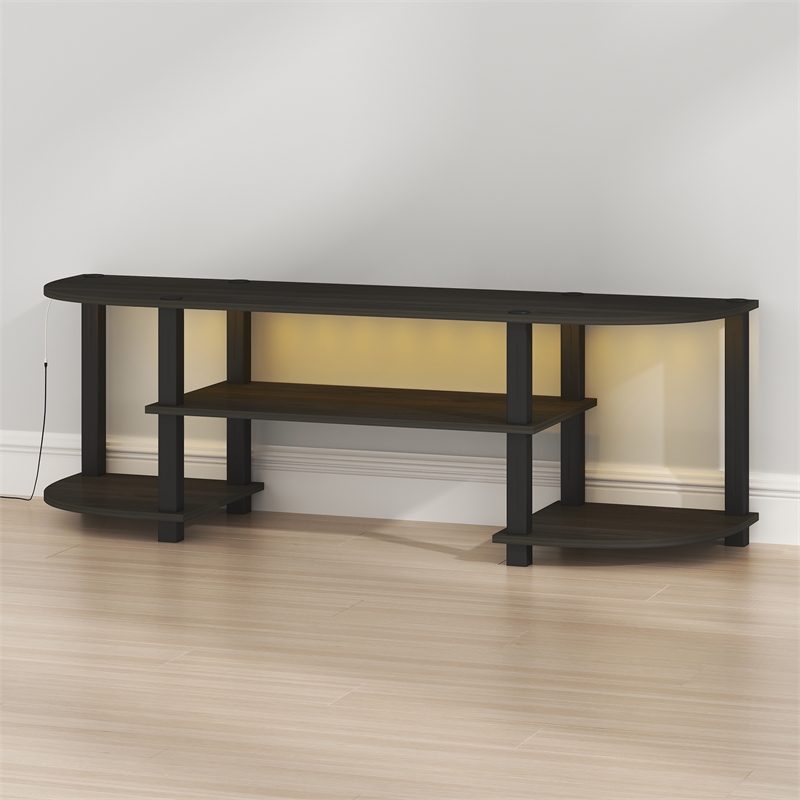 Furinno Turn-S-Tube 3-Tier LED TV Stand for TV up to 55 Inch. Espresso