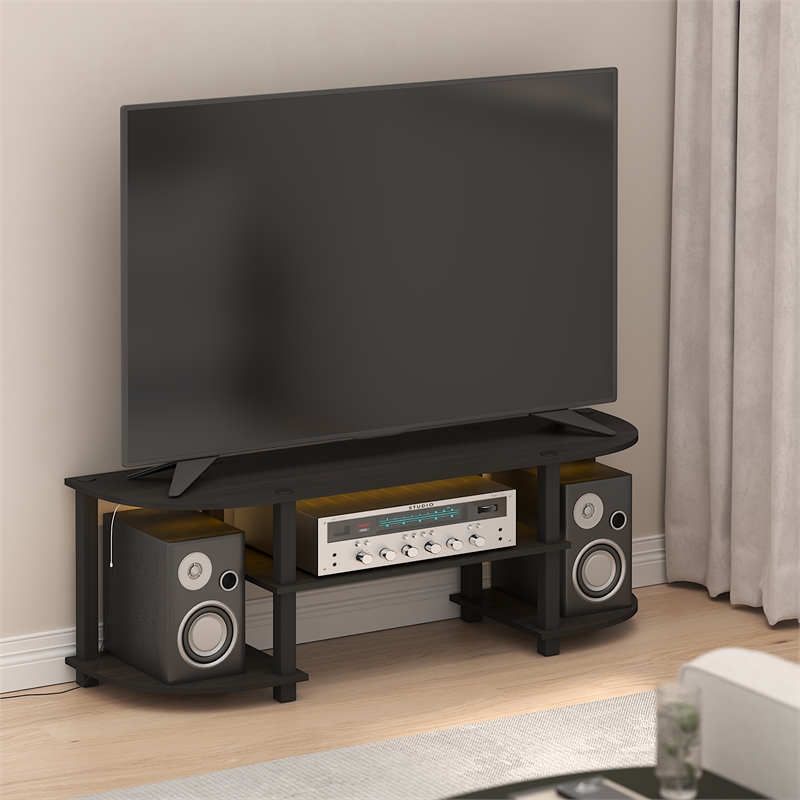 Furinno Turn-S-Tube 3-Tier LED TV Stand for TV up to 55 Inch. Espresso