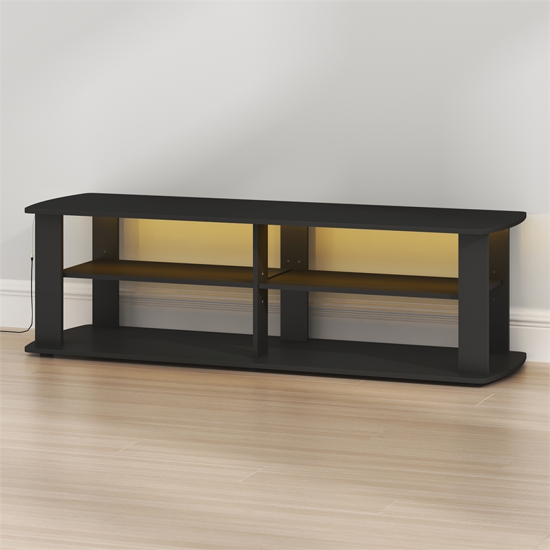 Furinno Nelly 3-Tier LED TV Stand for TV up to 50 Inch. Black