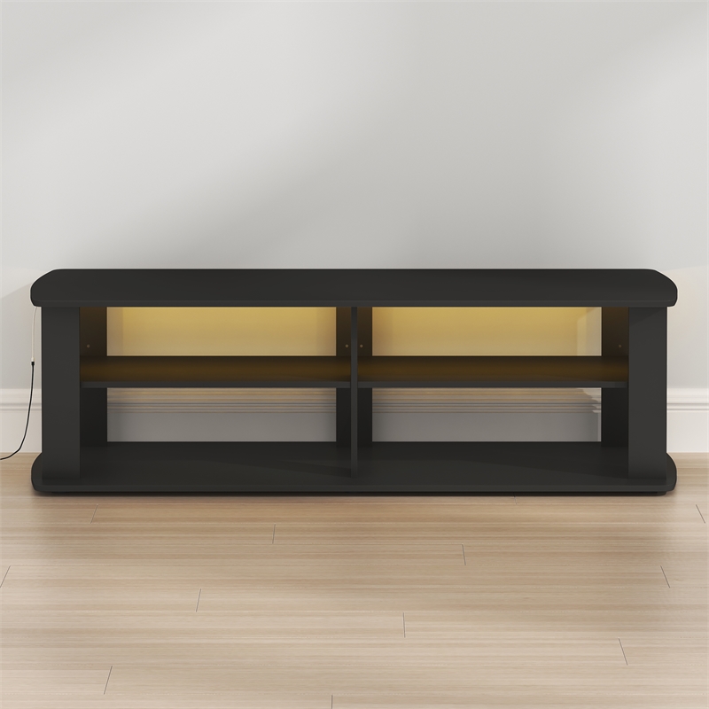 Furinno Nelly 3-Tier LED TV Stand for TV up to 50 Inch. Black