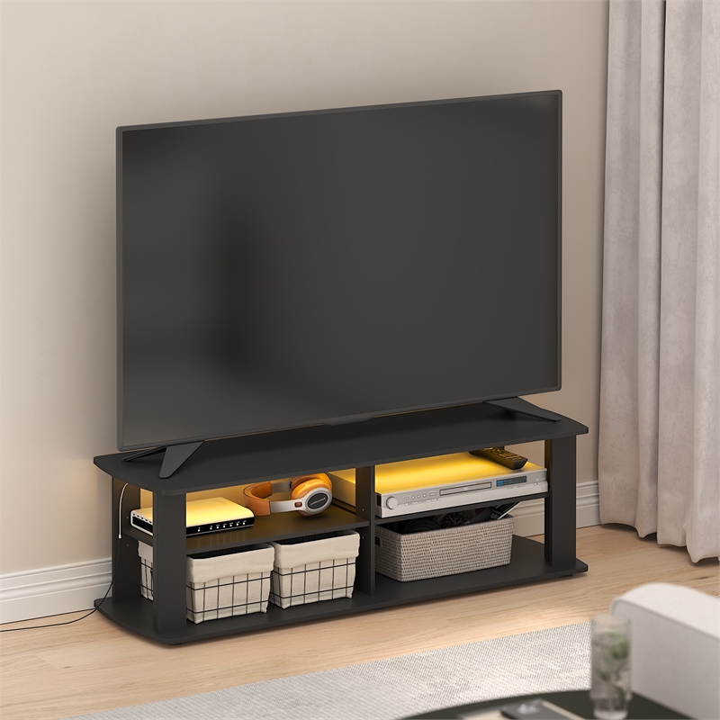 Furinno Nelly 3-Tier LED TV Stand for TV up to 50 Inch. Black