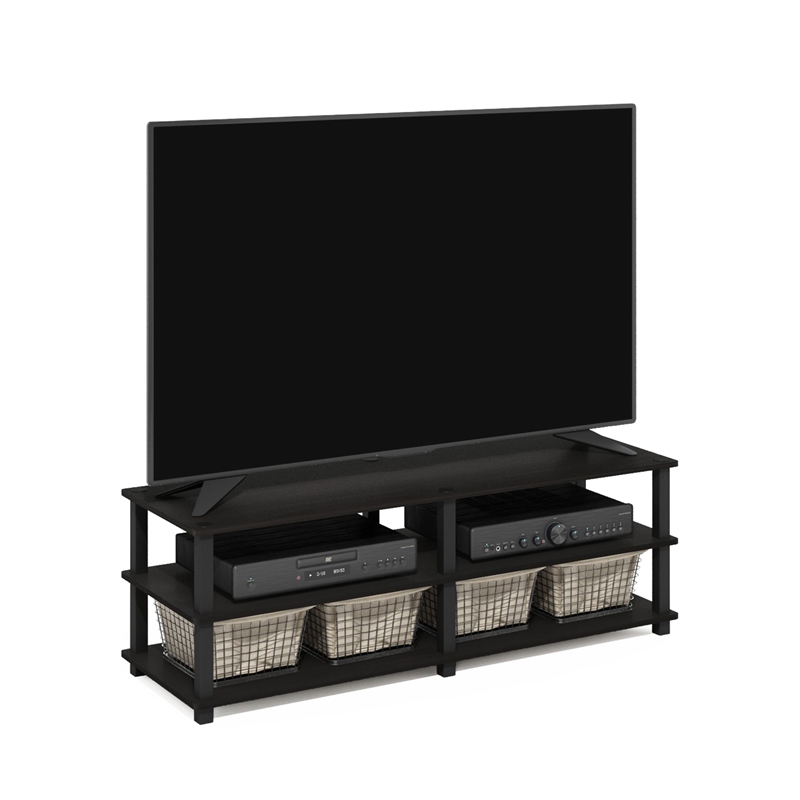 Furinno Turn-S-Tube 3-Tier LED TV Stand for TV up to 46 Inch. Espresso