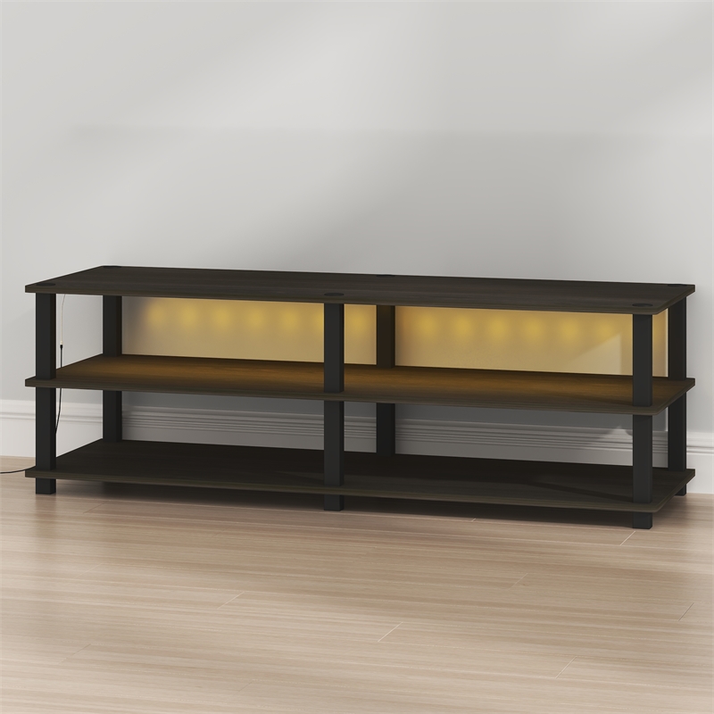 Furinno Turn-S-Tube 3-Tier LED TV Stand for TV up to 46 Inch. Espresso