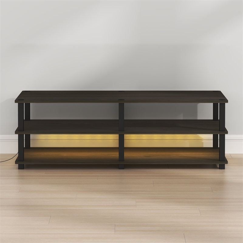 Furinno Turn-S-Tube 3-Tier LED TV Stand for TV up to 46 Inch. Espresso