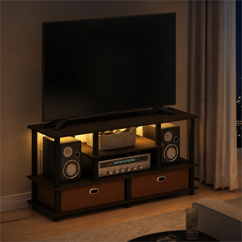 Furinno Jaya 4-Tier LED TV Stand for TV up to 55 Inch. Espresso