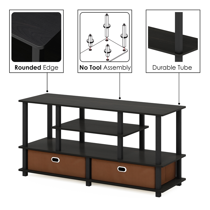 Furinno Jaya 4-Tier LED TV Stand for TV up to 55 Inch. Espresso
