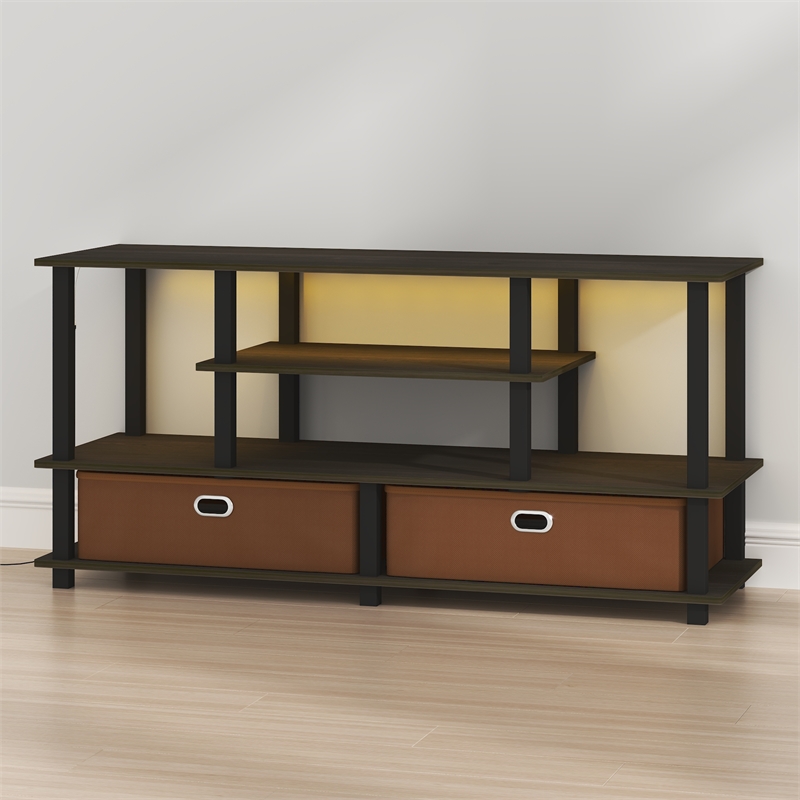 Furinno Jaya 4-Tier LED TV Stand for TV up to 55 Inch. Espresso