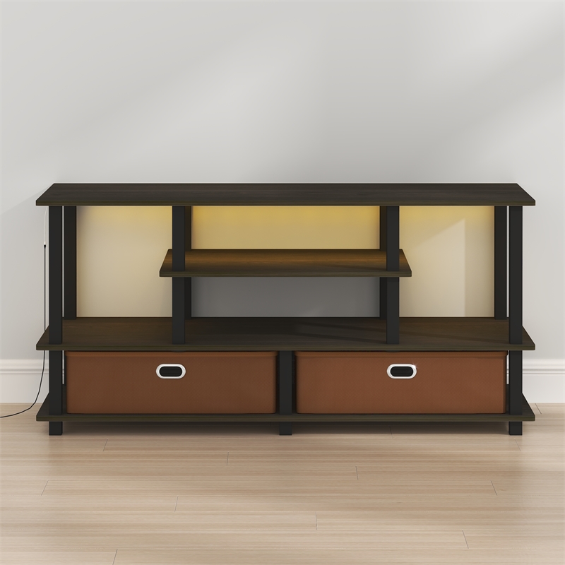 Furinno Jaya 4-Tier LED TV Stand for TV up to 55 Inch. Espresso