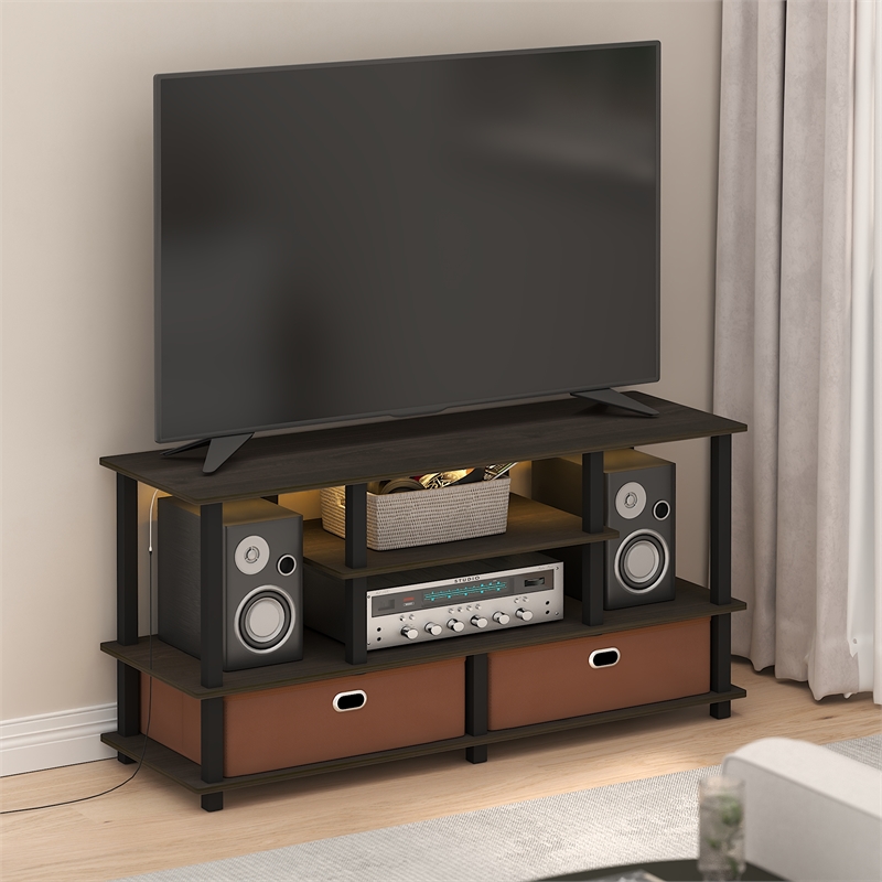 Furinno Jaya 4-Tier LED TV Stand for TV up to 55 Inch. Espresso