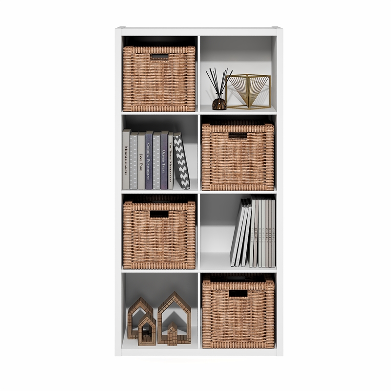 Furinno CUBICLE 8-Cube Extra Thick Frame Reversible Bookcase. White