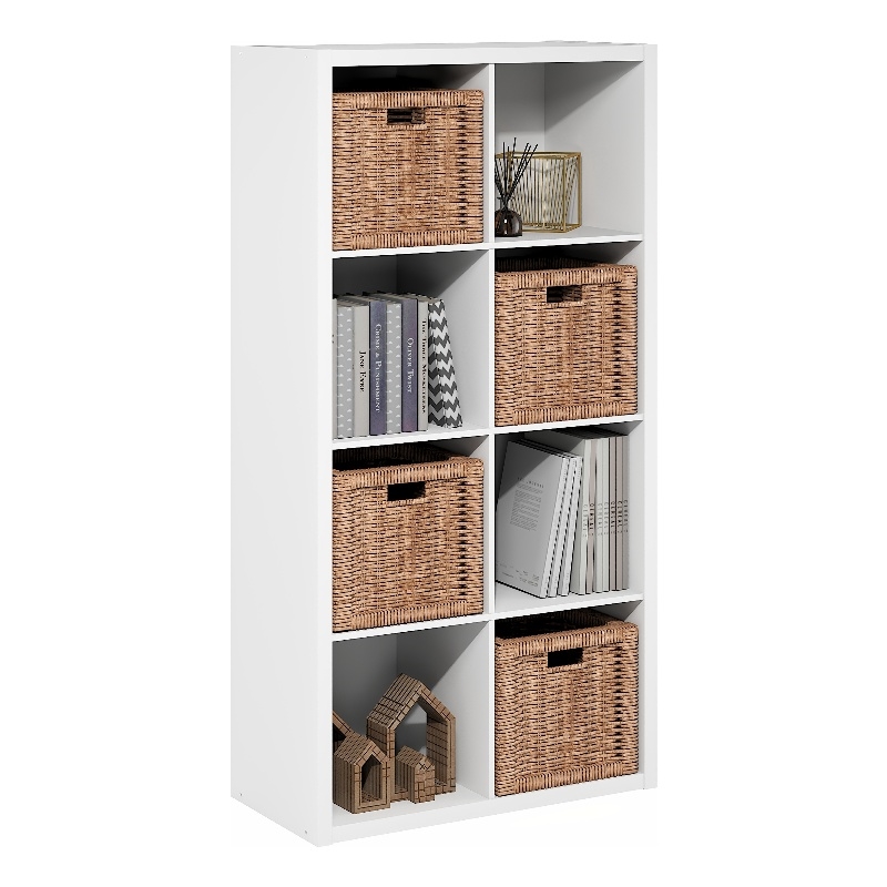 Furinno CUBICLE 8-Cube Extra Thick Frame Reversible Bookcase. White