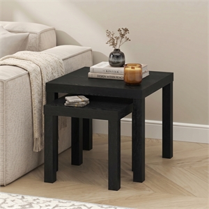 Furinno CLASSIC Set of 2. Nesting Side Tables. 1.8 Inch Thick. Black