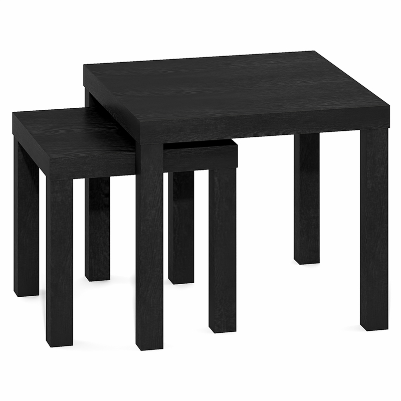 Furinno CLASSIC Set of 2. Nesting Side Tables. 1.8 Inch Thick. Black