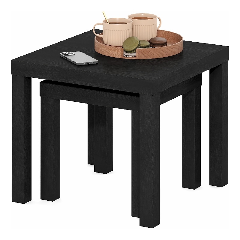 Furinno CLASSIC Set of 2. Nesting Side Tables. 1.8 Inch Thick. Black