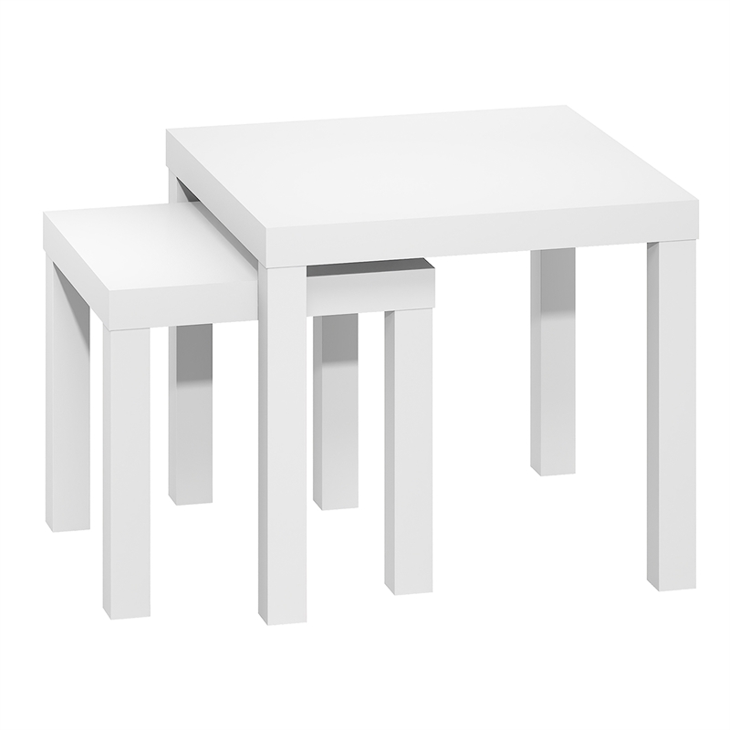 Furinno CLASSIC Set of 2. Nesting Side Tables. 1.8 Inch Thick. White